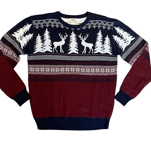 Daisy Boutique Men Medium Reindeer Holiday Faire Isle pull-on  sweater - Picture 1 of 7